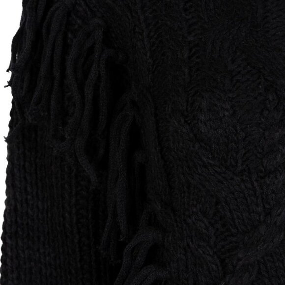 NWT ESQUALO Black Fringe Cable Knit - Picture 7 of 11